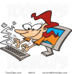 cartoon-lady-typing-from-a-computer-screen-by-ron-leishman-6012